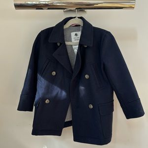 The cutest classic Petit Bateau pea coat in navy